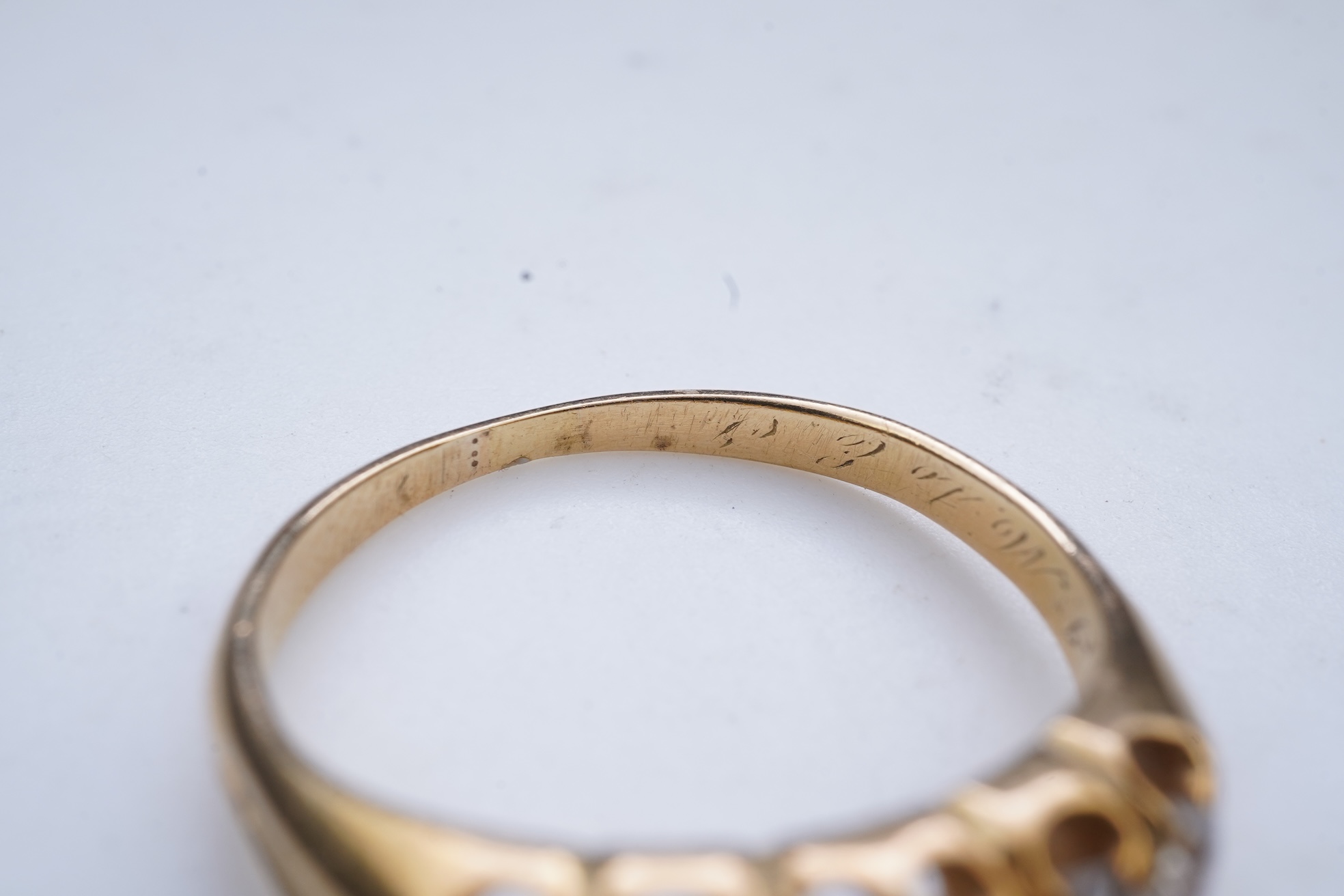 A Victorian five-stone diamond ring, late 19th century